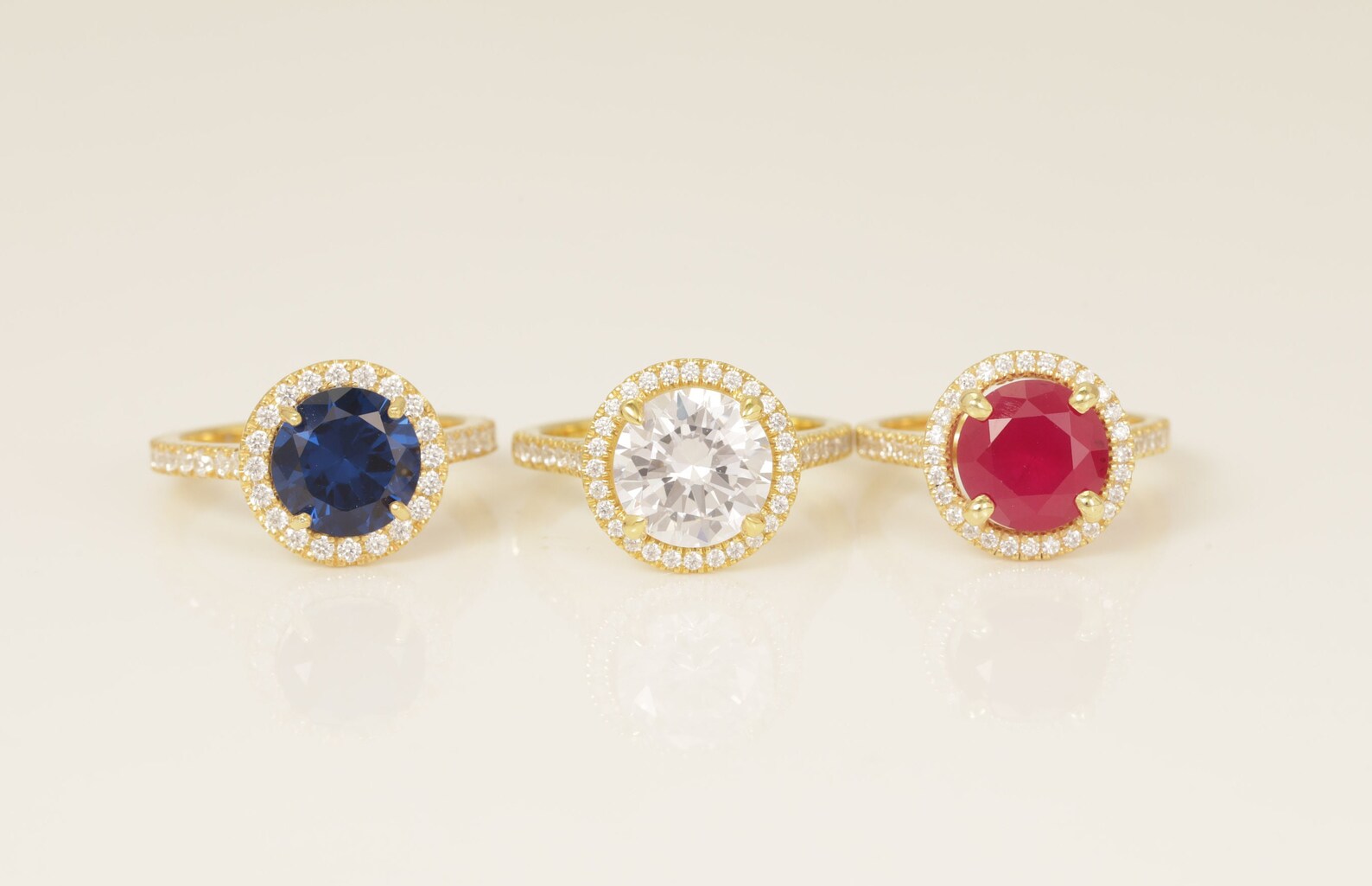 Diamond Halo Gemstones Engagement Ring, Birthstone Ring, Bridal Promise Ring Gift for Her, Anniversary Ring